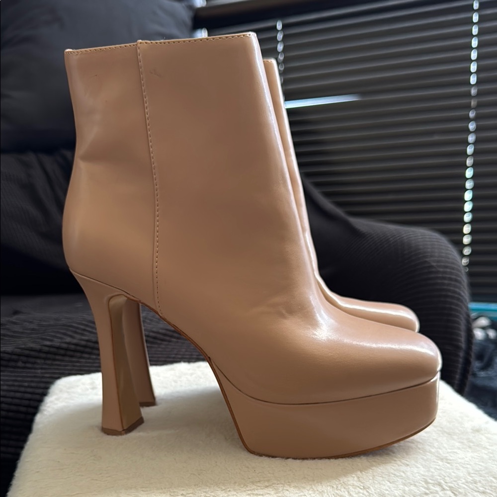 INC International Concepts Tan Heeled Boots with Platform